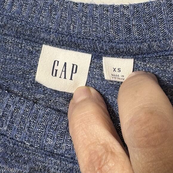 GAP Women's Softspun Raglan Pullover Sweater Blue Heather Rayon Knit Sz XS - Picture 4 of 8